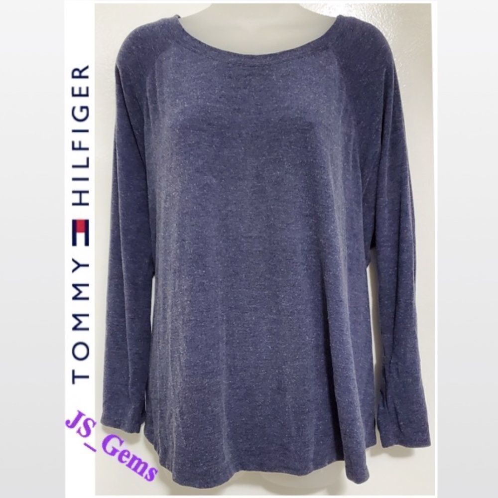 Tommy Hilfiger XL Blue Preppy Sweatshirt Top